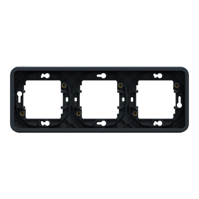 Cadre 3 postes - Horizontal - Encastré - IP55 - IK08 - Gris - Mureva Styl