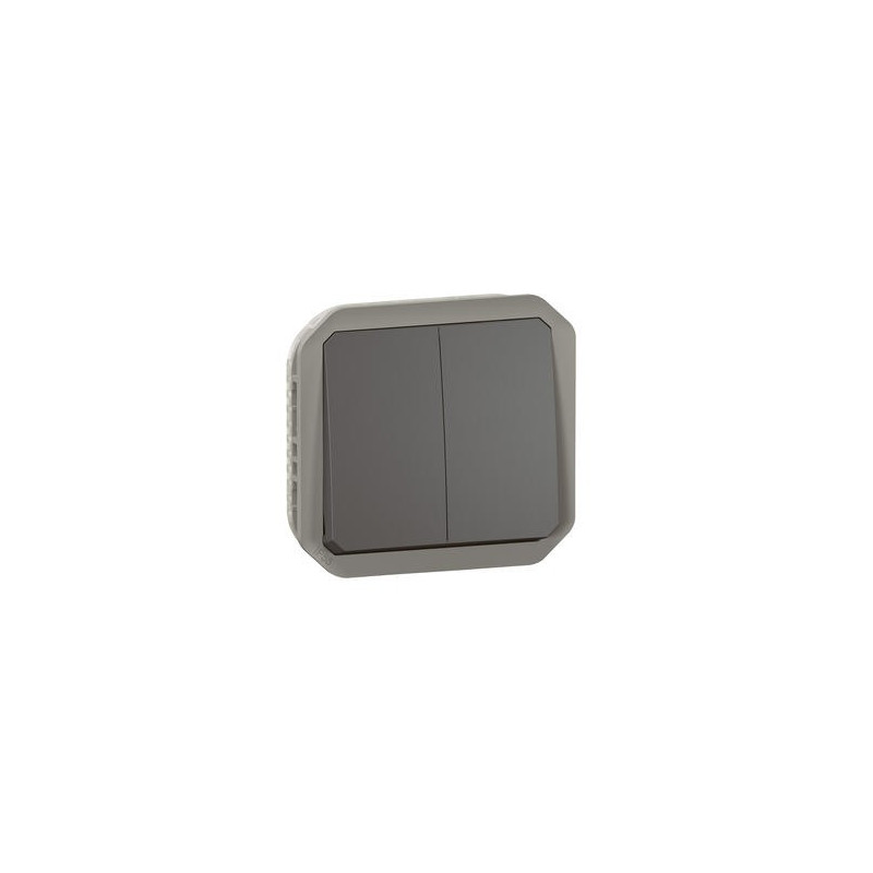 Double interrupteur poussoir Anthracite Plexo