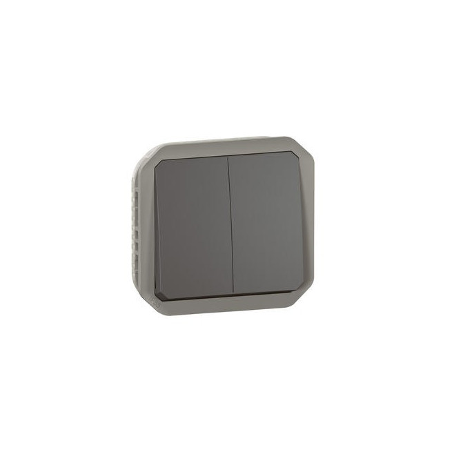 Double interrupteur poussoir Anthracite Plexo