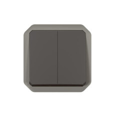Double interrupteur poussoir Anthracite Plexo