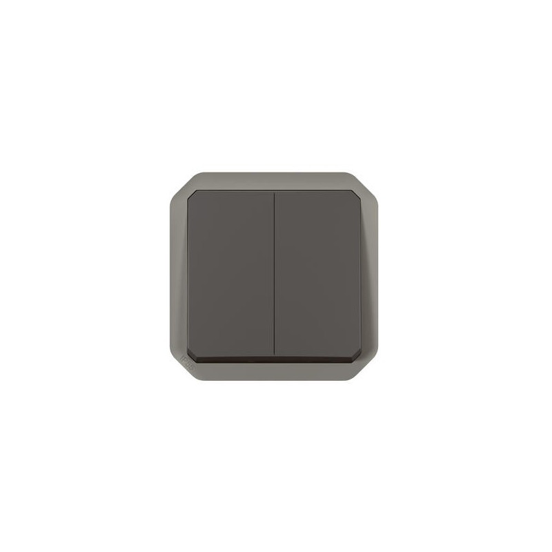 Double interrupteur poussoir Anthracite Plexo