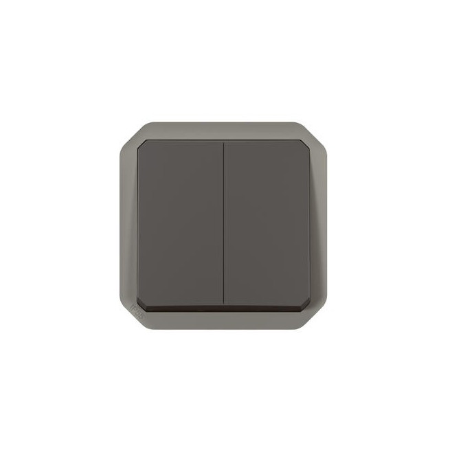 Double interrupteur poussoir Anthracite Plexo
