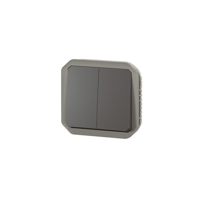Double interrupteur poussoir Anthracite Plexo