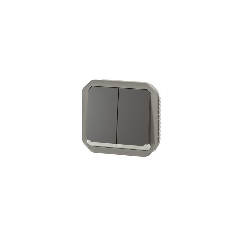 Double interrupteur lumineux Anthracite Plexo