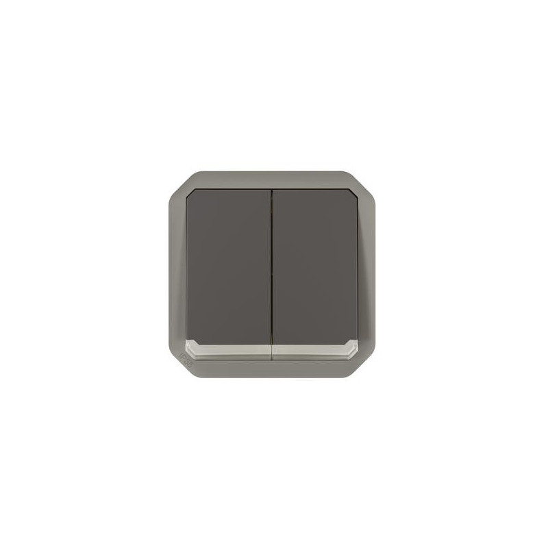 Double interrupteur lumineux Anthracite Plexo