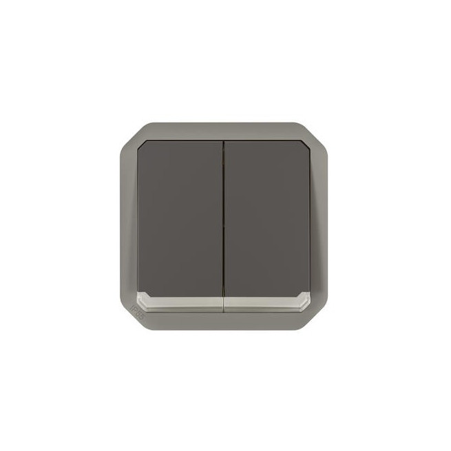 Double interrupteur lumineux Anthracite Plexo