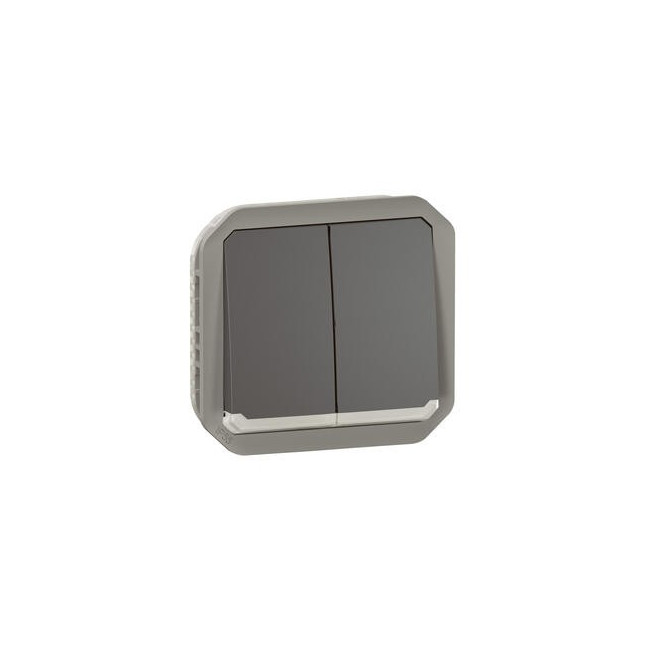 Double interrupteur lumineux Anthracite Plexo