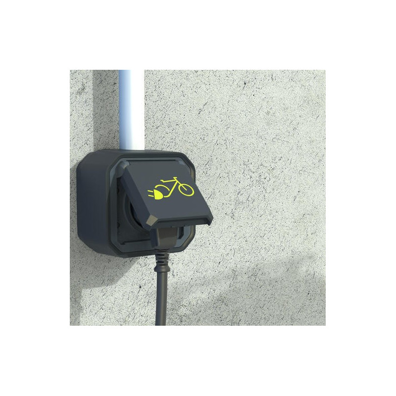 Prise 2P+T recharge vélo Anthracite Plexo