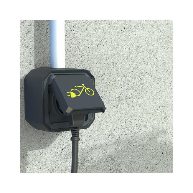 Prise 2P+T recharge vélo Anthracite Plexo