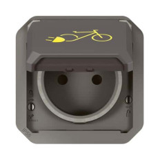 Prise 2P+T recharge vélo Anthracite Plexo