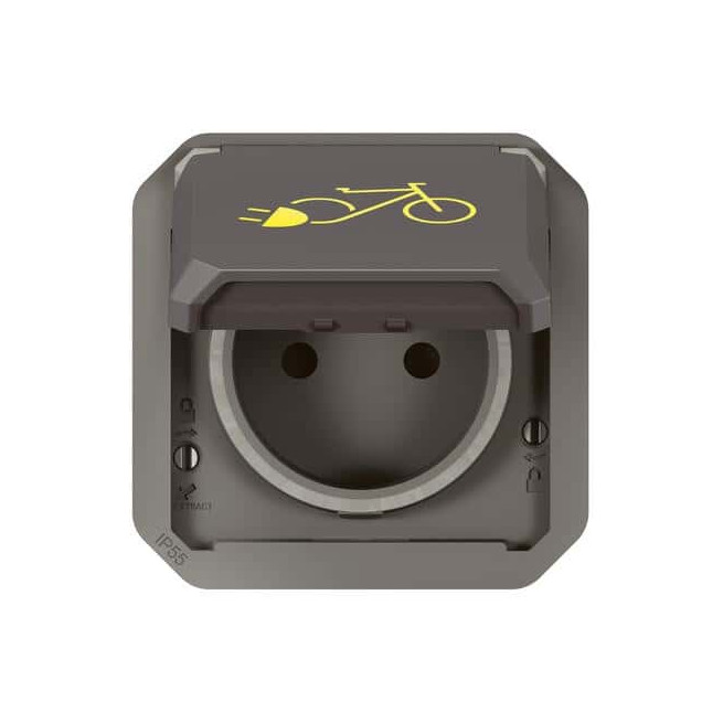 Prise 2P+T recharge vélo Anthracite Plexo