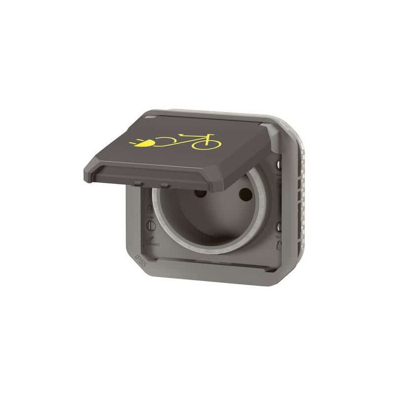 Prise 2P+T recharge vélo Anthracite Plexo