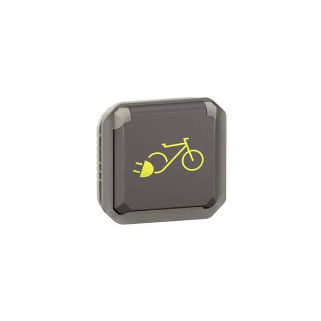 Prise 2P+T recharge vélo Anthracite Plexo