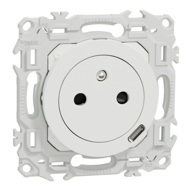 Prise 2P+T avec chargeur USB-C 18 W Odace | Schneider Electric