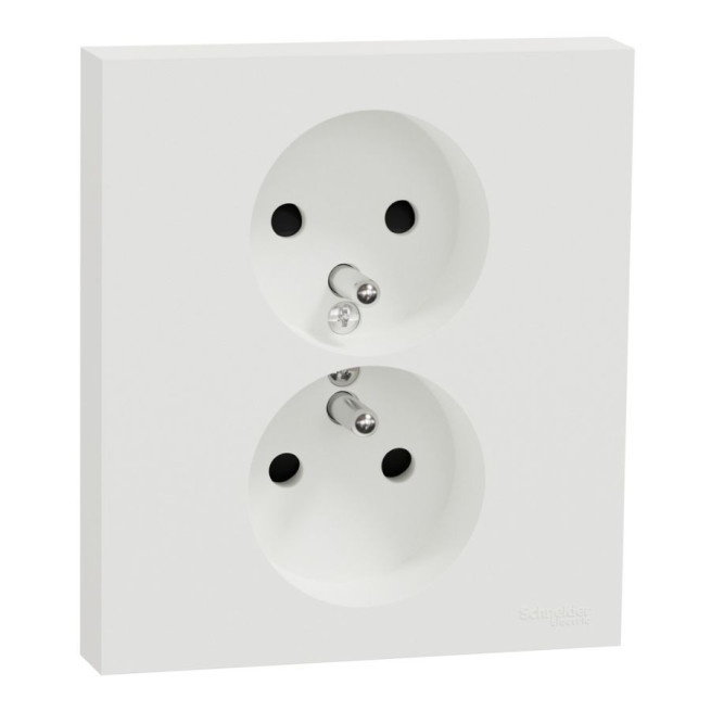 Double prise 2P + T avec plaque Odace Schneider Electric | Installation facile