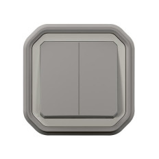 Double interrupteur poussoir encastré Gris Plexo