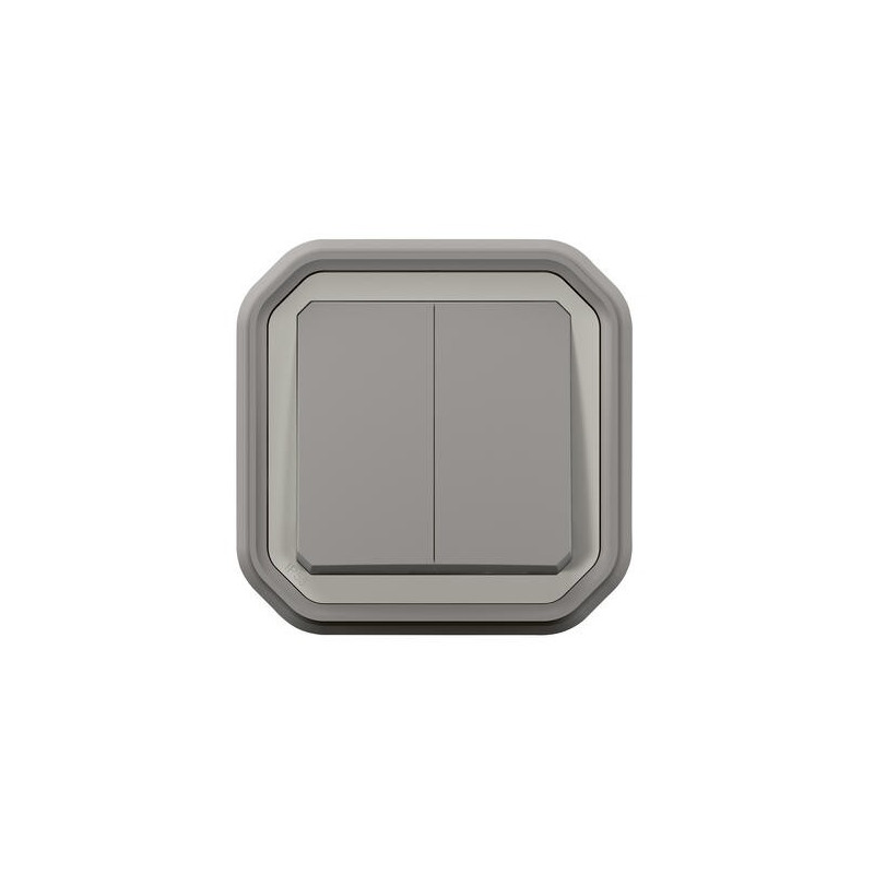 Double interrupteur poussoir encastré Gris Plexo