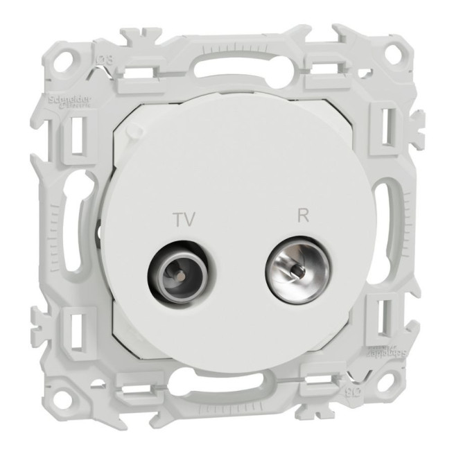 Prise TV/FM Odace Schneider Electric – Sorties coaxiales – Blanc ou Noir