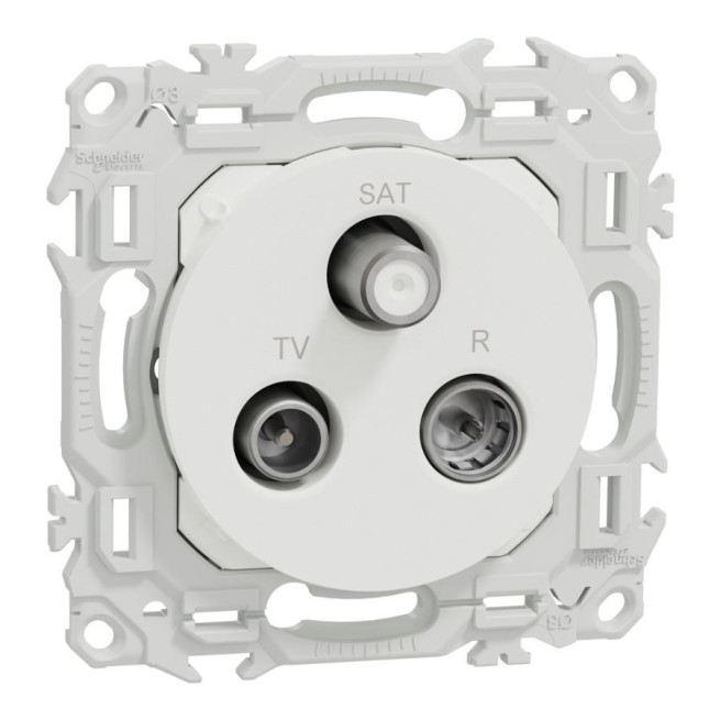 Prise TV/FM/SAT Odace Schneider Electric – Sorties coaxiales – Blanc ou Noir