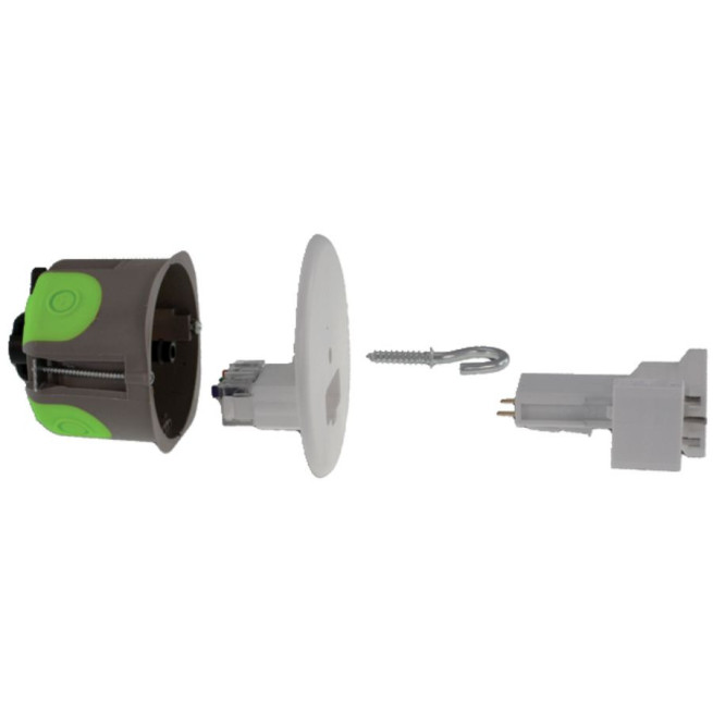 Boîte de centre DCL étanche Bizline R’Box Ø 67 mm Profondeur 50 mm avec douille E27 et piton