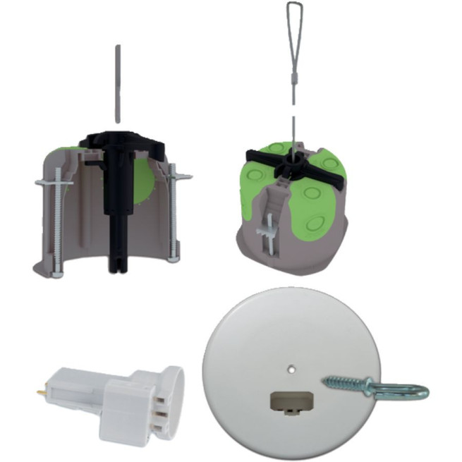 Boîte de centre DCL étanche Bizline R’Box Ø 67 mm Profondeur 50 mm avec douille E27 et fixation