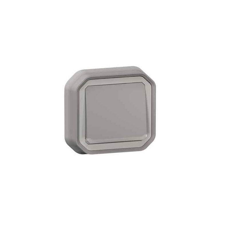 Poussoir NO lumineux encastré Gris Plexo