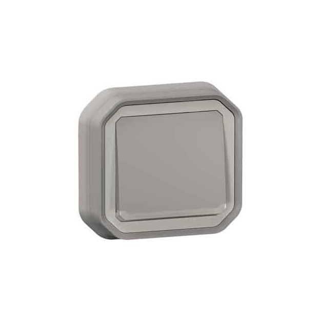 Poussoir NO lumineux encastré Gris Plexo
