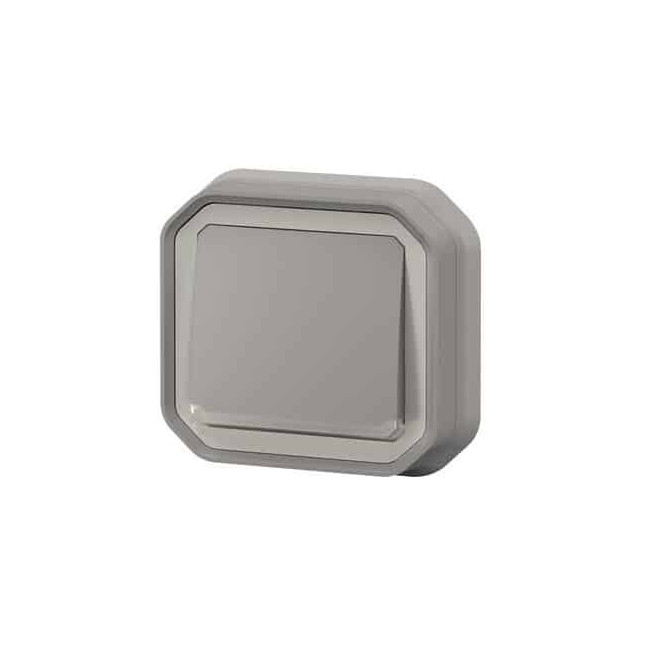 Poussoir NO lumineux encastré Gris Plexo