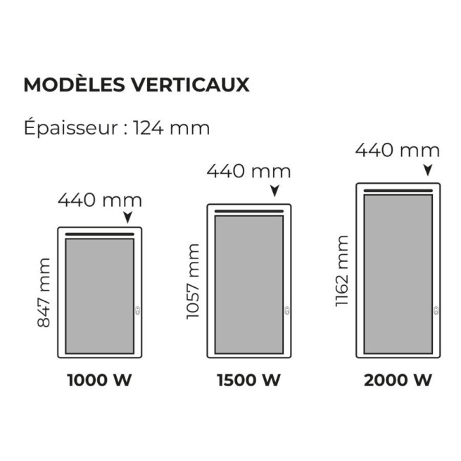 Panneau rayonnant Intuis Quartea 3eO vertical – Chauffage électrique performant 1000 W à 2000 W