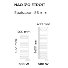 Sèche-serviettes Nao 3eO 300 W largeur 40 cm M190110