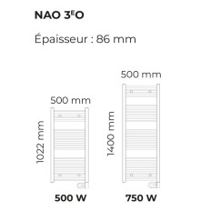 Sèche-serviettes Nao 3eO 500 W largeur 50 cm M190311