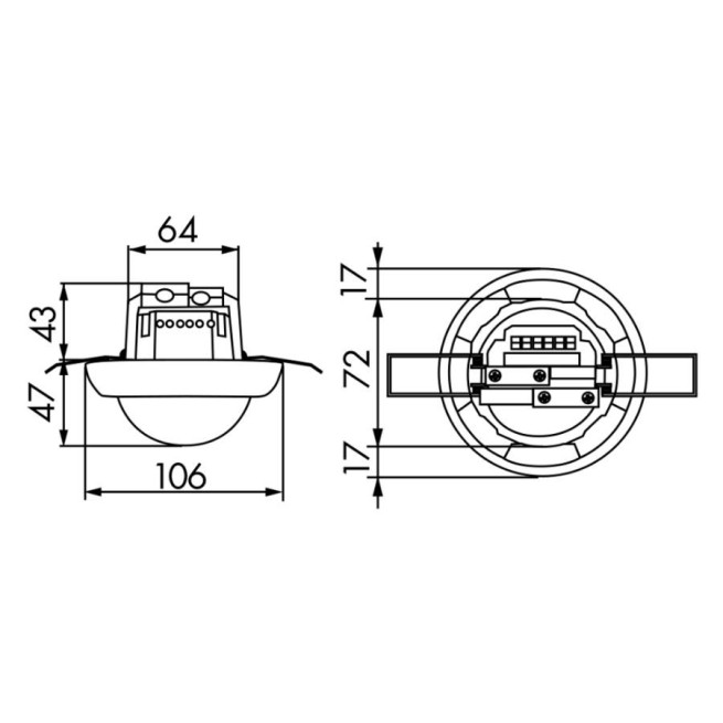 Détecteur de mouvement couloir BEG PD4N-1C-C-FP faux plafond télécommandable
