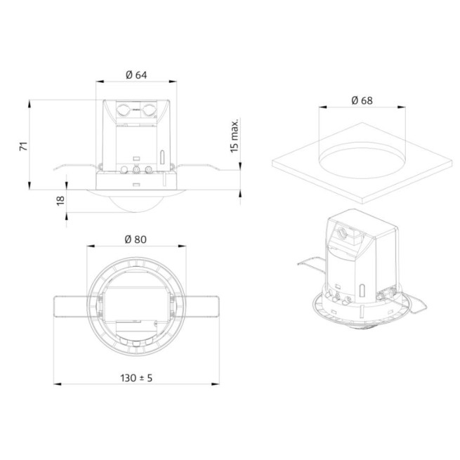 Détecteur de présence plafond BEG PD2-M-1C-FP 360° télécommandable