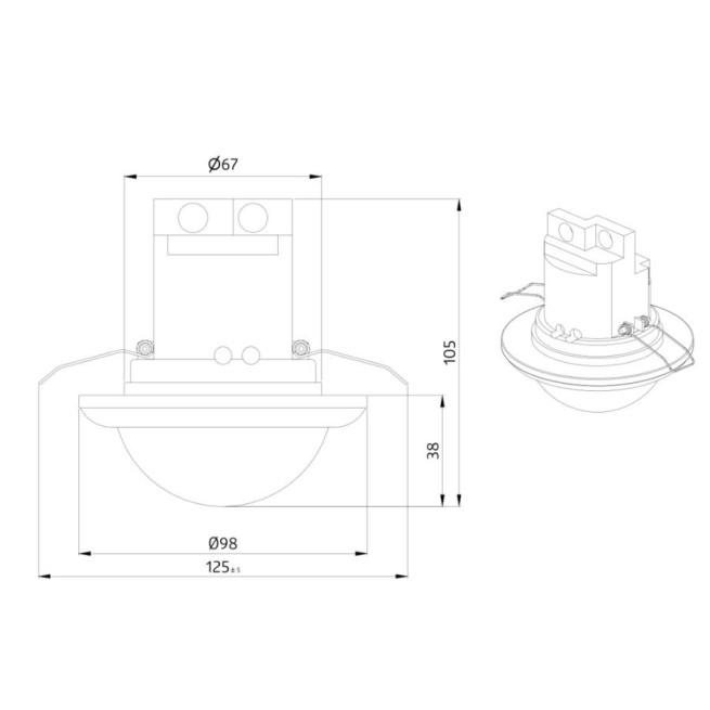 Détecteur de présence couloir BEG PD4-M-1C-C-FP faux plafond télécommandable