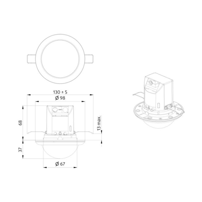 Détecteur esclave plafond BEG PD4-S-FP 360° faux plafond grande portée