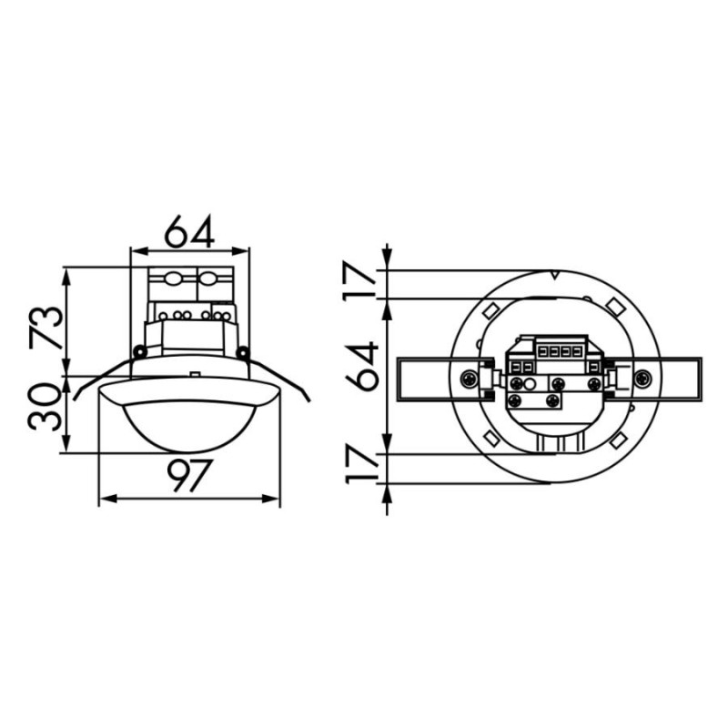Détecteur esclave couloir BEG PD4-S-C-FP faux plafond grande portée