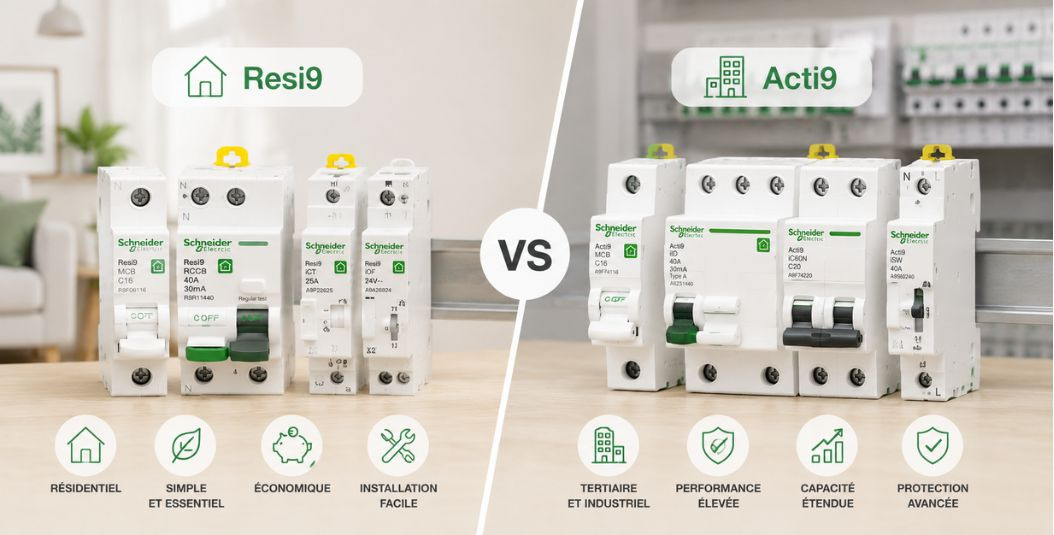 Différence entre le disjoncteur Resi9 et l'Acti9: Utilisations et Capacités